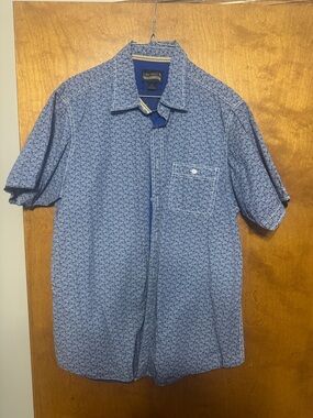 Tommy Bahama Blue Short-Sleeve Printed Button-Down Shirt